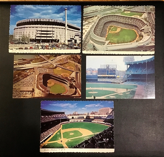 VINTAGE LOT OF 5 NEW YORK YANKEES YANKEE STADIUM POSTCARDS