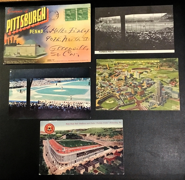 VINTAGE LOT OF 5 PITTSBURGH PIRATES FORBES FIELD POSTCARDS