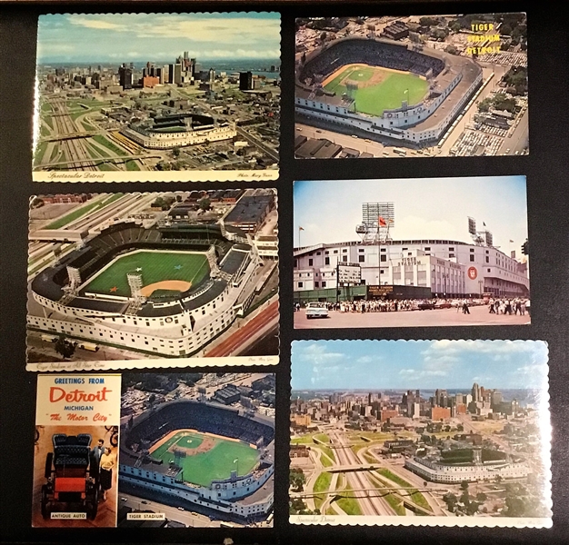 VINTAGE LOT 6 DETROIT TIGERS TIGER STADIUM POSTCARDS