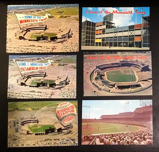 VINTAGE LOT OF 6 MINNESOTA TWINS STADIUM POSTCARDS