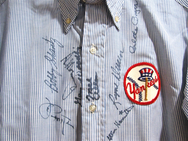 VINTAGE NEW YORK YANKEES USHER'S SHIRT SIGNED BY 8 w/JSA