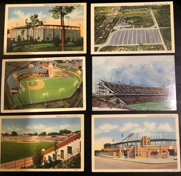 VINTAGE LOT OF 6 STADIUM POSTCARDS