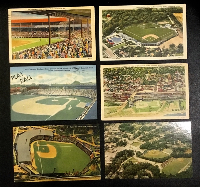 VINTAGE LOT OF 6 STADIUM POSTCARDS