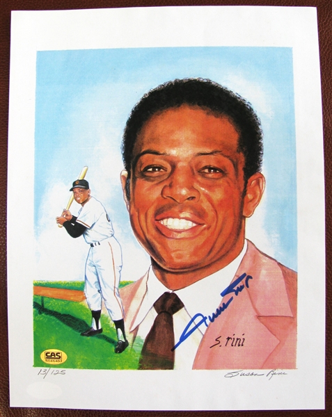 WILLIE MAYS SIGNED COLOR PHOTO w/JSA & CAS