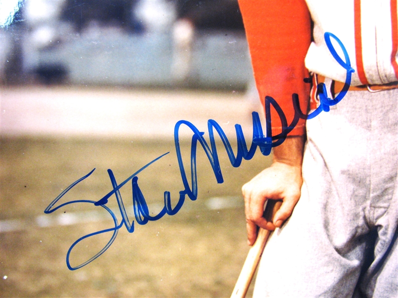 STAN MUSIAL SIGNED COLOR PHOTO w/CAS COA