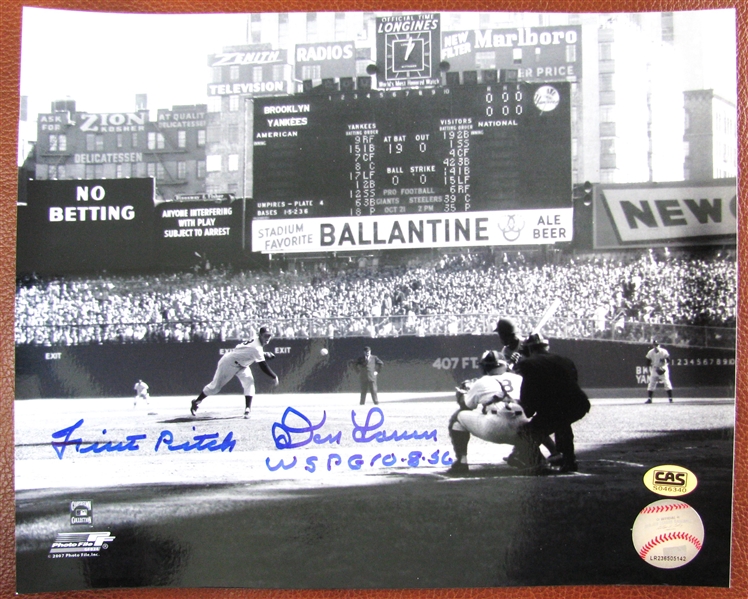 DON LARSEN FIRST PITCH WSPG 10-8-56 SIGNED 8 X 10 PHOTO w/CAS COA