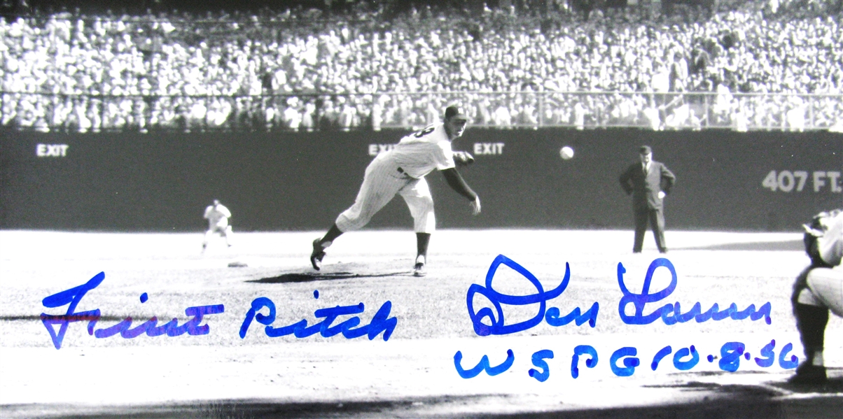 DON LARSEN FIRST PITCH WSPG 10-8-56 SIGNED 8 X 10 PHOTO w/CAS COA