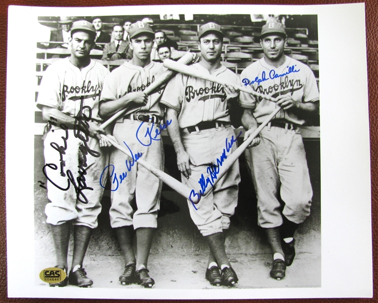 BROOKLYN DODGERS GREATS SIGNED 8 X 10 PHOTO w/CAS COA