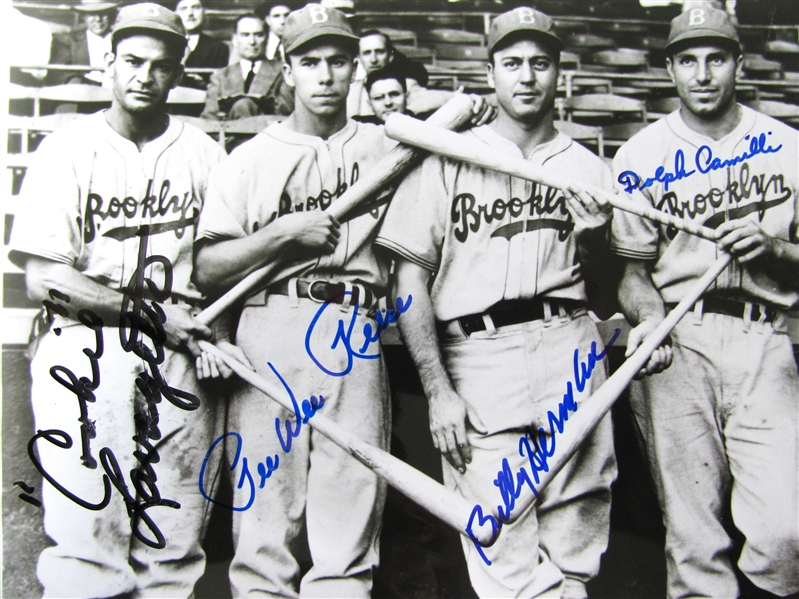 BROOKLYN DODGERS GREATS SIGNED 8 X 10 PHOTO w/CAS COA