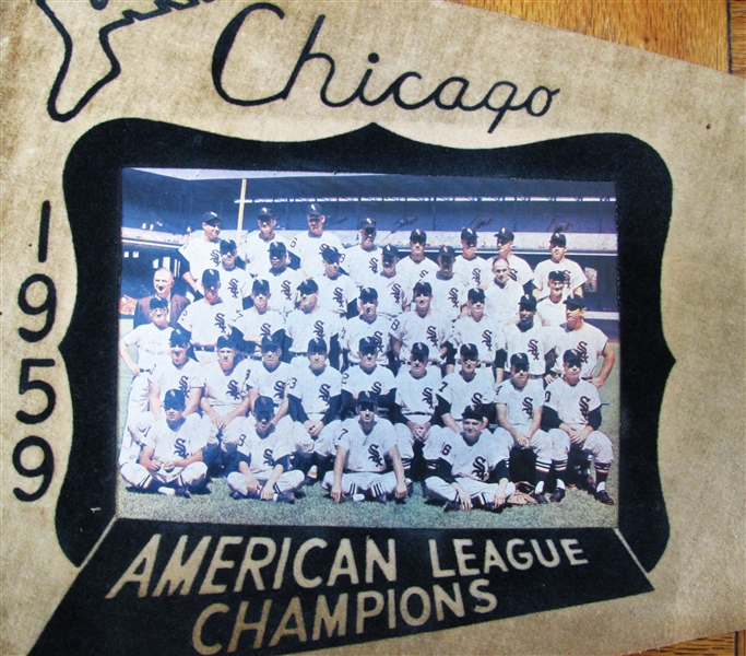 1959 CHICAGO WHITE SOX AMERICAN LEAGUE CHAMPS PHOTO PENNANT