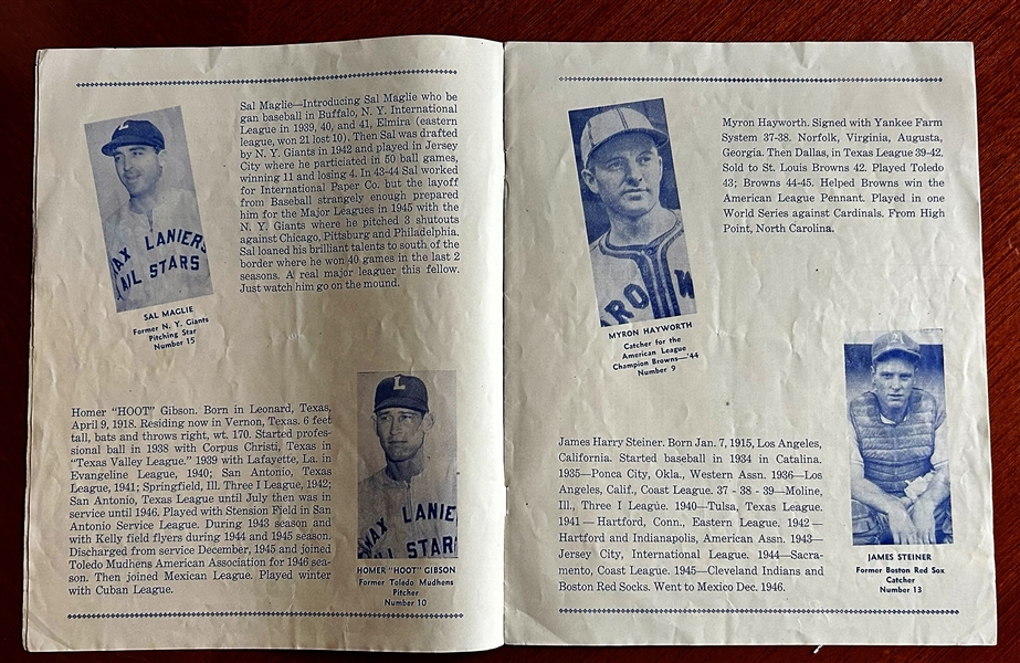 1948 MAX LANIER'S ALL STARS BARNSTORMING PROGRAM