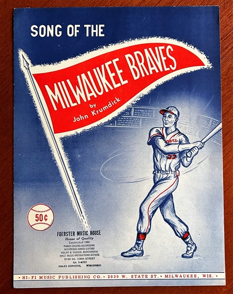 1955 MILWAUKEE BRAVES SHEET MUSIC