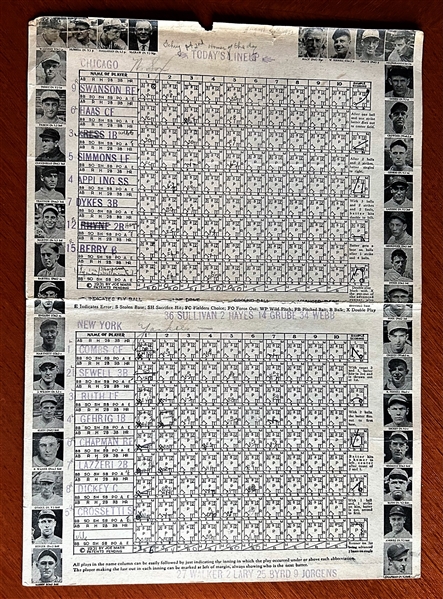 1933 1st ALL-STAR GAME SCORECARD 