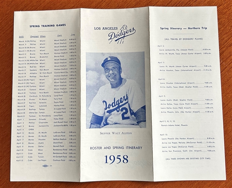 1958 LOS ANGELES DODGERS ROSTER BOOKLET - 1st YEAR