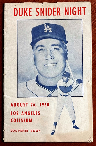 1960 DUKE SNIDER NIGHT SOUVENIR BOOKLET