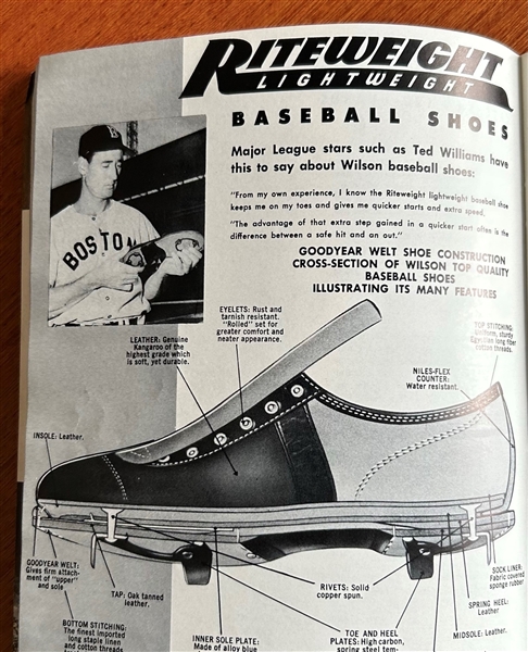 1954 WILSON SPORTS EQUIPMENT CATALOG w/LOADS OF BASEBALL