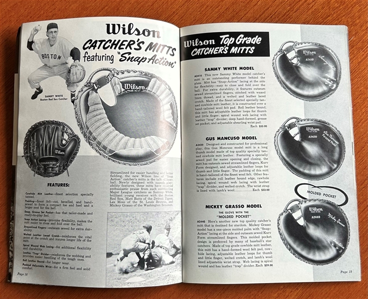 1954 WILSON SPORTS EQUIPMENT CATALOG w/LOADS OF BASEBALL