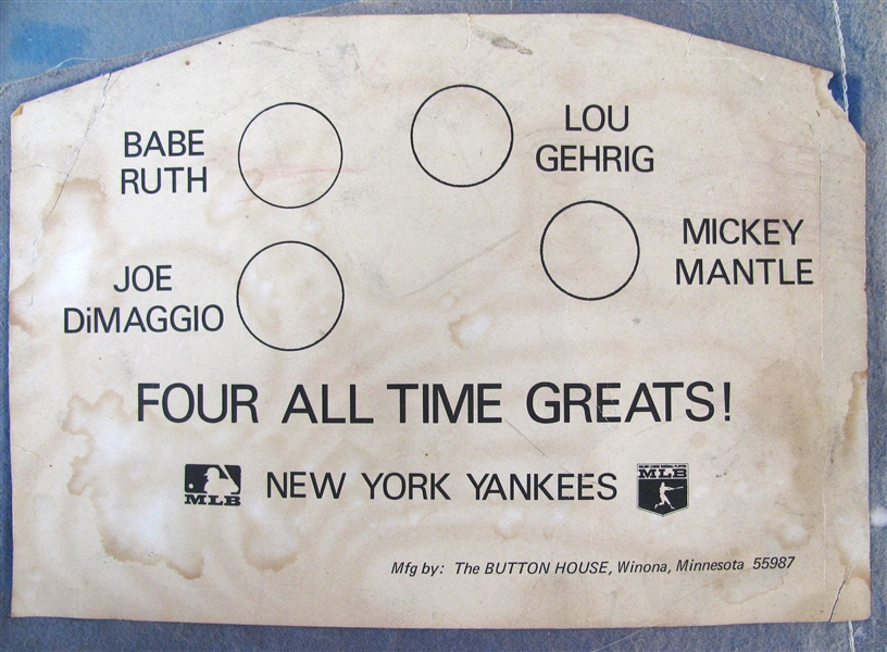 VINTAGE OLD TIMERS PENNANT w/RUTH-GEHRIG-DIMAGGIO & MANTLE