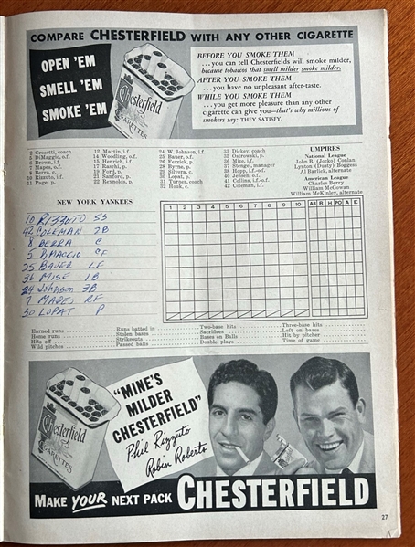 1950 WORLD SERIES PROGRAM YANKEES vs PHILLIES