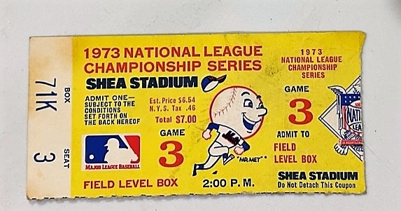 1973 NLCS PROGRAM & TICKET STUB -  GAME 3- ROSE/HARRELSON FIGHT