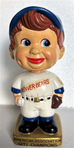 VINTAGE 1971 DENVER BEARS CHAMPIONS WEDGE BASE BOBBING HEAD