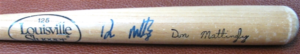 DON MATTINGLY SIGNED MINI BAT w/CAS COA