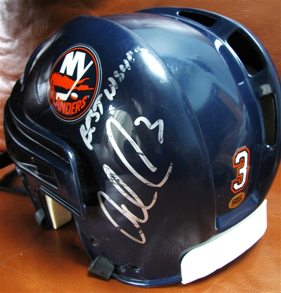 ADRIAN AUCOIN SIGNED NY ISLANDERS HOCKEY HELMET w/CAS COA