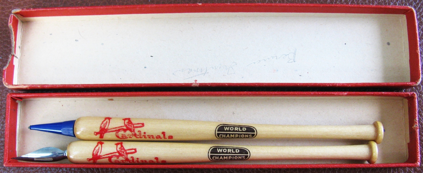 40's ST. LOUIS CARDINALS WORLD CHAMPS PEN & PENCIL SET w/BOX