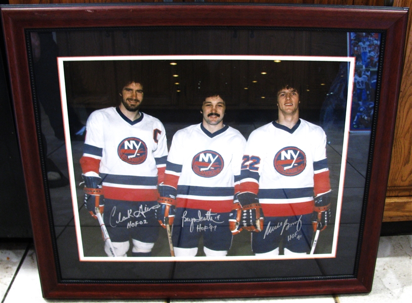 NY ISLANDERS #1 LINE SIGNED BY GILLIES - TROTTIER & BOSSY w/CAS COA