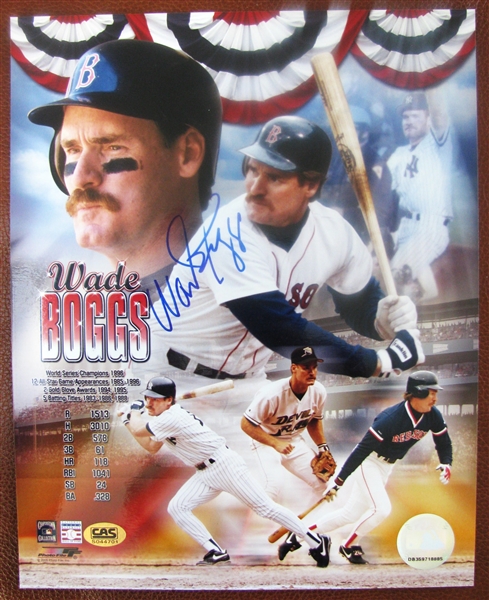 WADE BOGGS SIGNED 8 x 10 PHOTO w/CAS COA