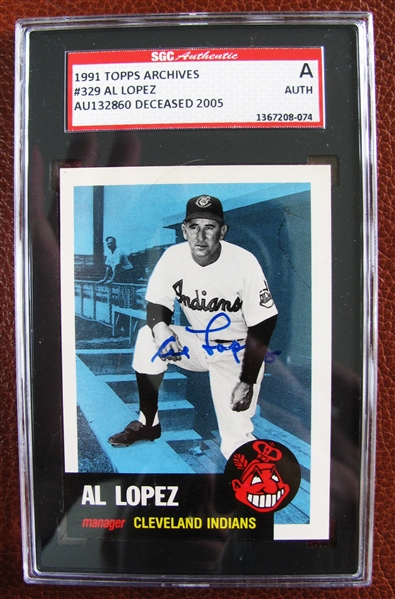 AL LOPEZ SIGNED BASEBALL CARD - SGC SLABBED & AUTHENTICATED