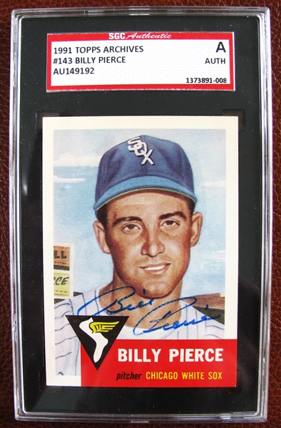 BILLY PIERCE SIGNED BASEBALL CARD - SGC SLABBED & AUTHENTICATED