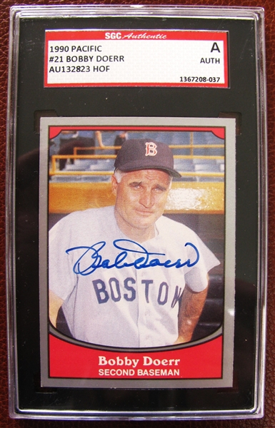 BOBBY DOERR SIGNED BASEBALL CARD - SGC SLABBED & AUTHENTICATED