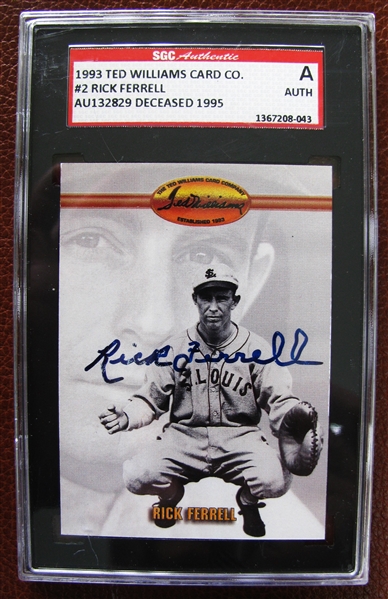 RICK FERRELL SIGNED BASEBALL CARD - SGC SLABBED & AUTHENTICATED