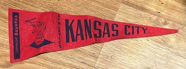 1959 KANSAS CITY ATHLETICS BAZOOKA PREMIUM PENNANT