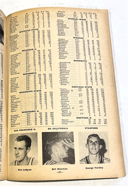 1949-50 COLLEGIATE BASKETBALL RECORD BOOK w/COUSY