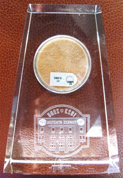 1923-2008 NY YANKEES PAPERWEIGHT WITH ORIGINAL STADIUM DIRT - MLB 