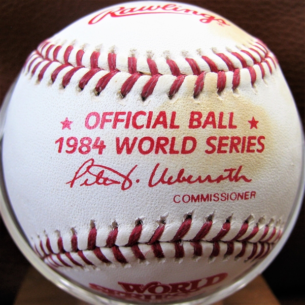 1984 WORLD SERIES COMMEMORATIVE BASEBALL w/BOX- TIGERS vs PADRES