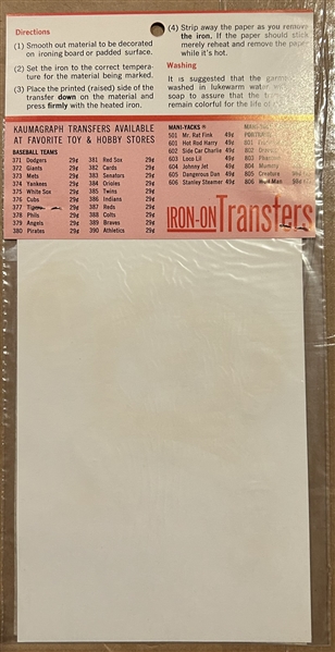 60's NEW YORK YANKEES IRON-ON TRANSFER SEALED IN PACKAGE