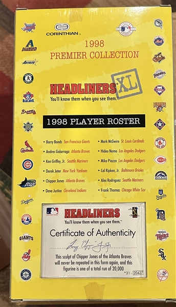 1998 CHIPPER JONES HEADLINERS LIMITED EDITION STATUE - SEALED IN BOX w/COA