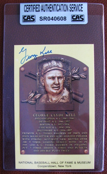 GEORGE KELL SIGNED POSTCARD - CAS AUTHENTICATED
