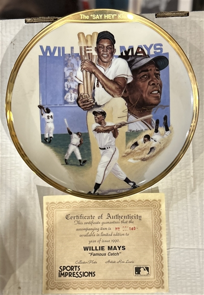 WILLIE MAYS SPORTS IMPRESSIONS LIMITED-EDITION PLATE w/BOX