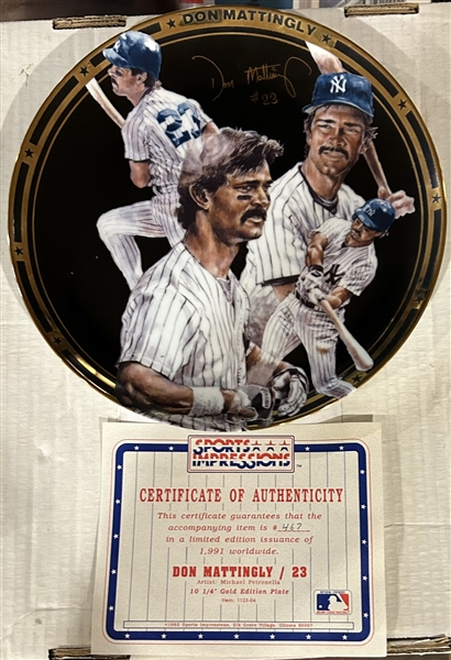 DON MATTINGLY  SPORTS IMPRESSIONS LIMITED-EDITION PLATE w/BOX