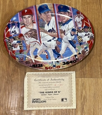 THE KINGS OF K SPORTS IMPRESSIONS LIMITED-EDITION PLATE w/BOX- SEAVER/RYAN/CARLTON