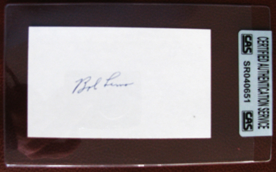 BOB LEMON SIGNED POSTCARD - CAS AUTHENTICATED