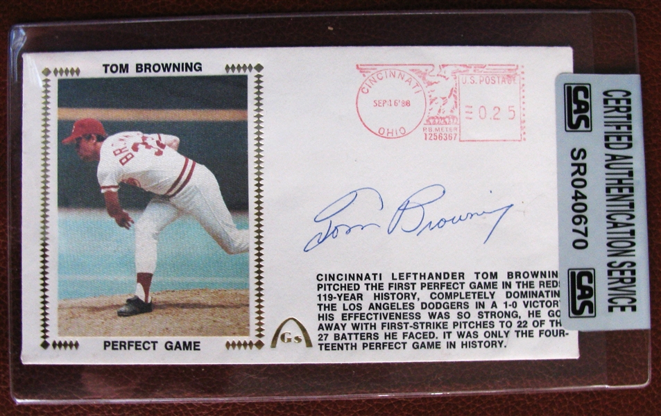 TOM BROWNING SIGNED POSTCARD - CAS AUTHENTICATED