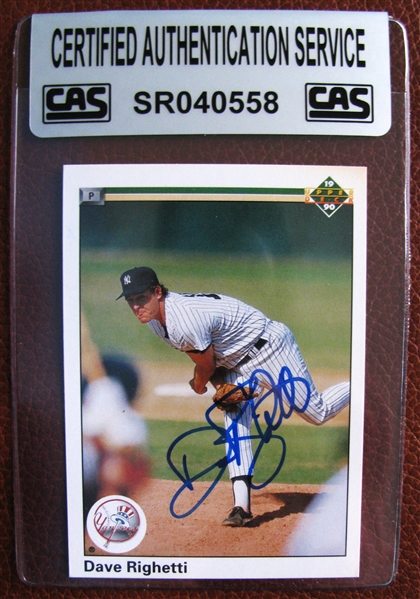 DAVE RIGHETTI SIGNED BASEBALL CARD /CAS AUTHENTICATED