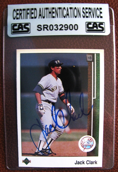 JACK CLARK SIGNED BASEBALL CARD /CAS AUTHENTICATED