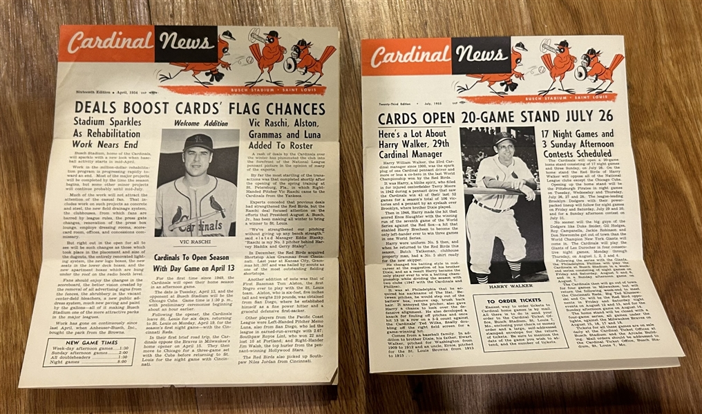 1954 & 1955 CARDINALS NEWS NEWSLETTERS- 2