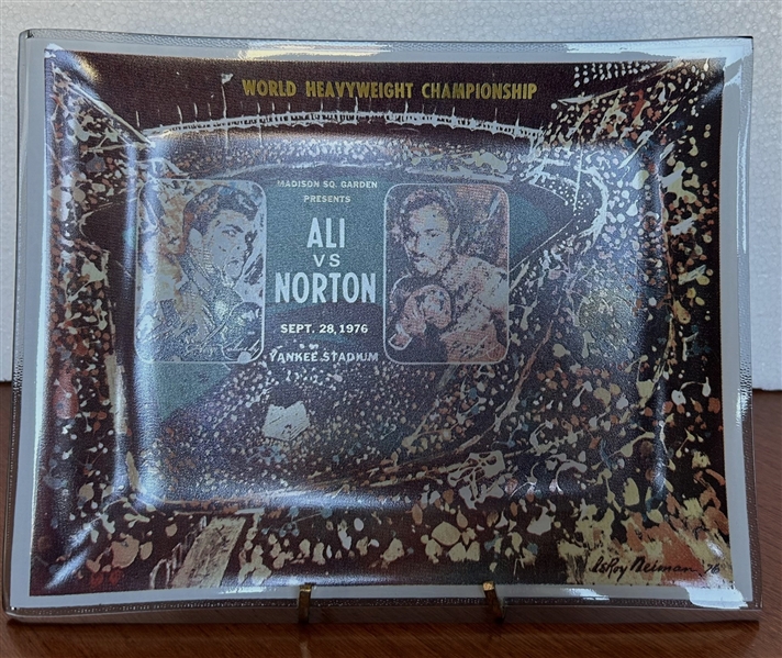 VINTAGE 1976 ALI vs NORTON SOUVENIR TRAY - LEROY NEIMAN ARTWORK